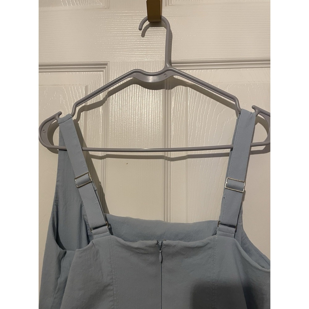 Abercrombie & Fitch Mila Midi Dress L Blue Cotton Square neck A Line - Picture 6 of 8